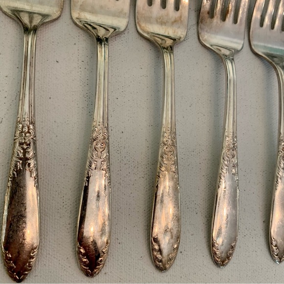10 King Edward Forks Silverplated National Silver Company Salad Fork Set 7.5" - Picture 5 of 9